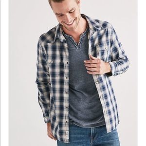 Men's Lucky Brand blue and white plaid button down